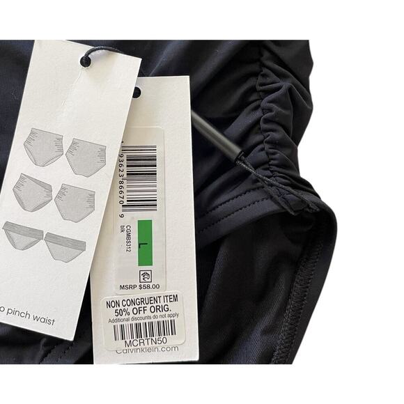 Calvin Klein Women's Black Convertible Ruched Bikini Bottoms‎ Size L NWT $58 - Picture 4 of 5